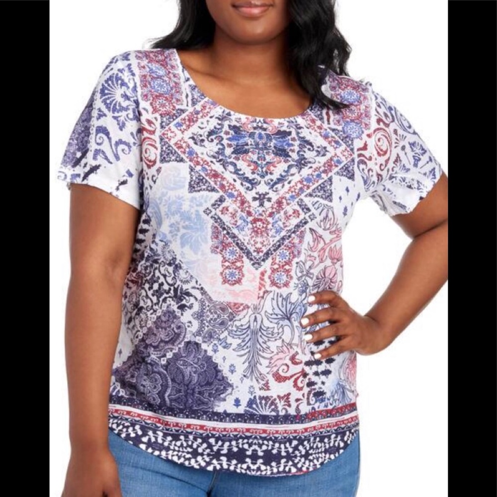 NWOT Plus Size Floral Patchwork Print Top